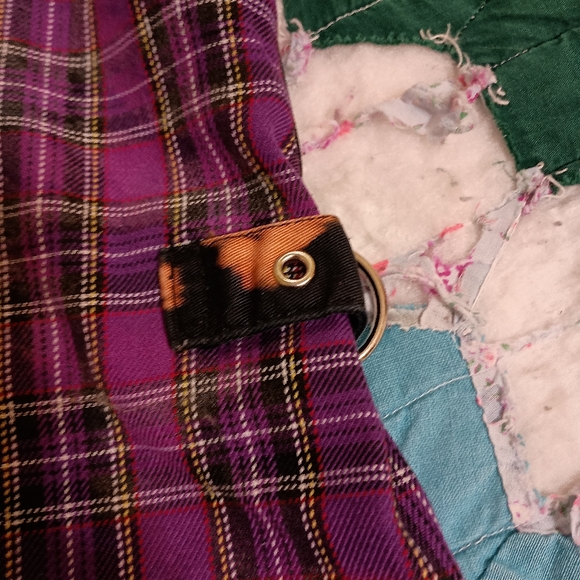 Purple Plaid Knee Length Pants - Picture 8 of 16